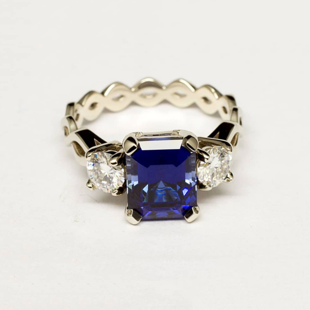 Royal Blue Sapphire Infinity Silver Ring